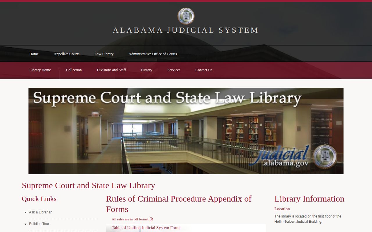 Alabama Judicial System criminal procedure forms library